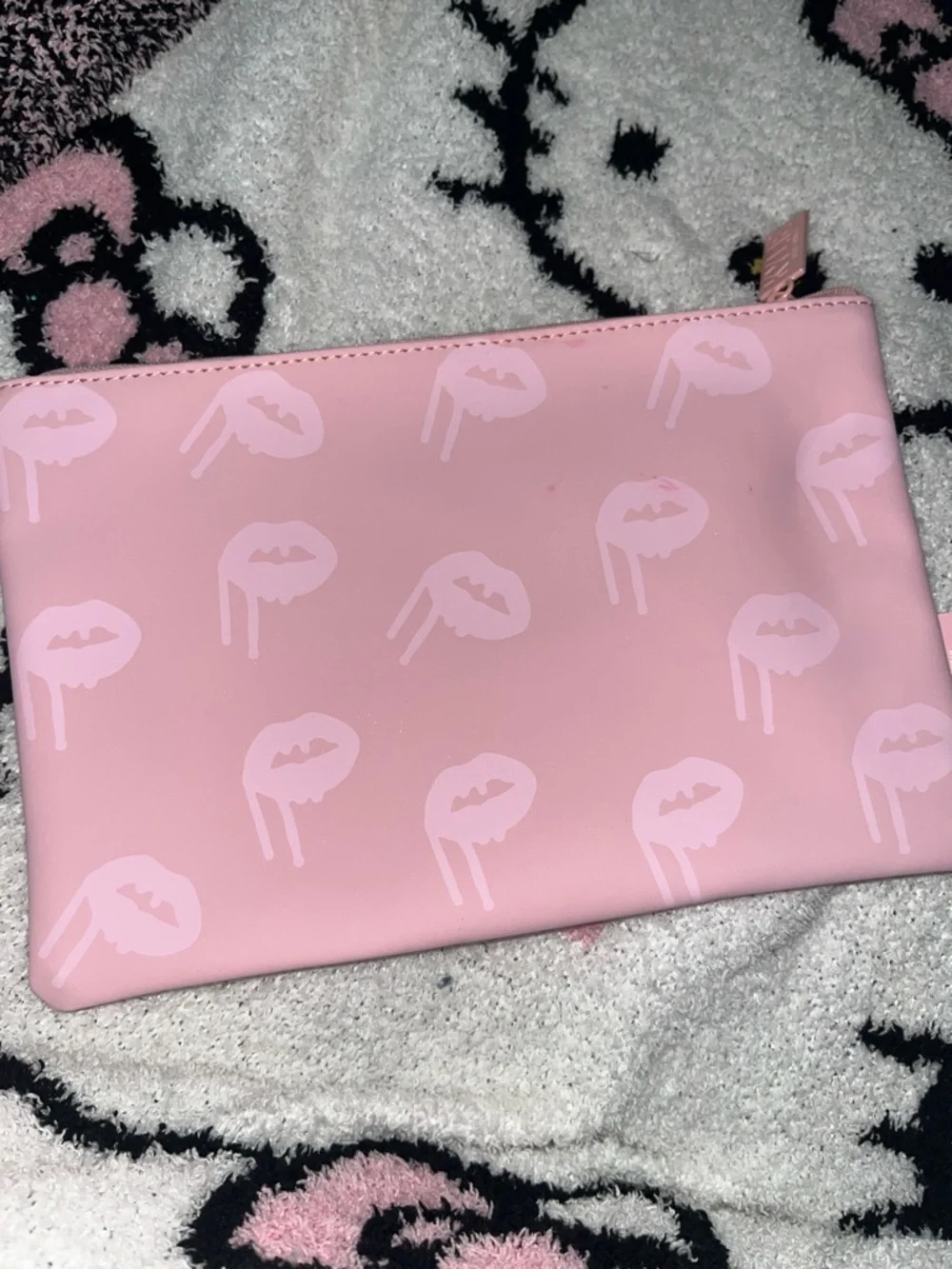 Kylie Pink Lip Print Cosmetic Pouch